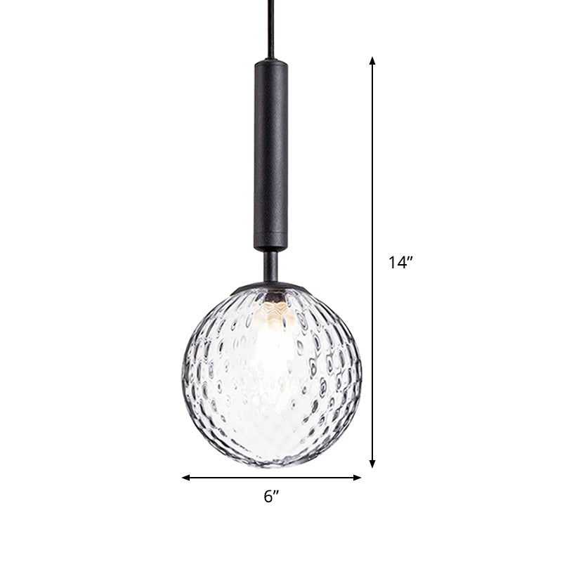 Modern Clear Prism Glass Pendant Light - 1 Head Hanging Lamp in Black/Brass