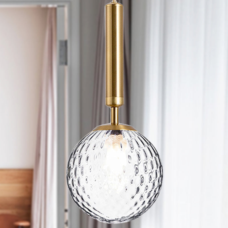 Modern Clear Prism Glass Pendant Light - 1 Head Hanging Lamp in Black/Brass