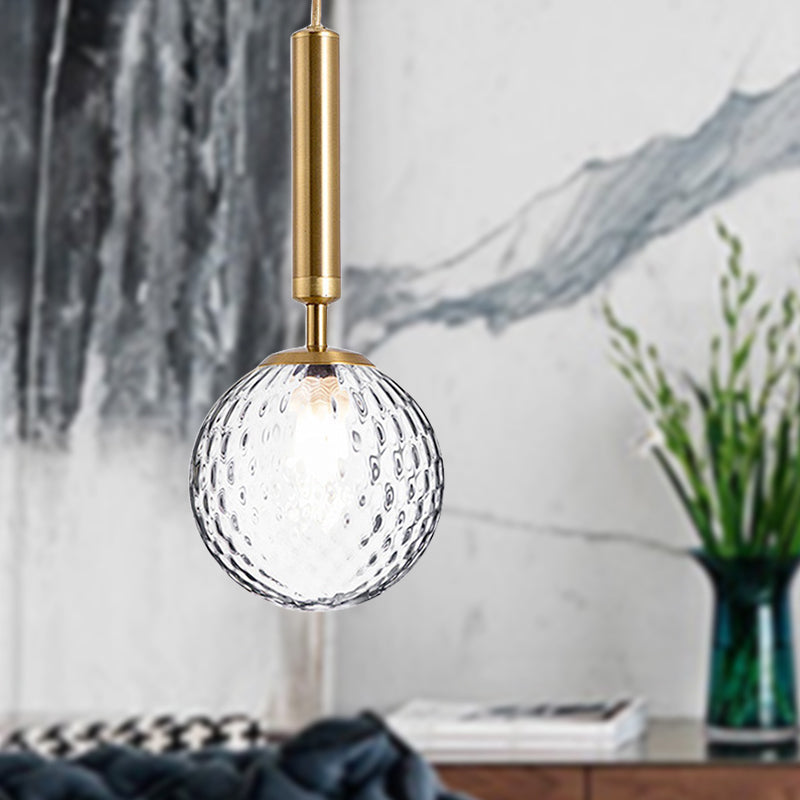 Modern Clear Prism Glass Pendant Light - 1 Head Hanging Lamp in Black/Brass