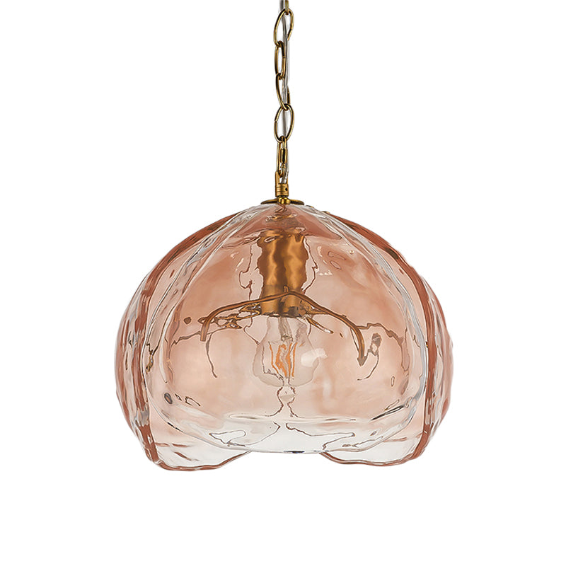 Pink Clear Glass Dome Pendant Light for Contemporary Dining Room