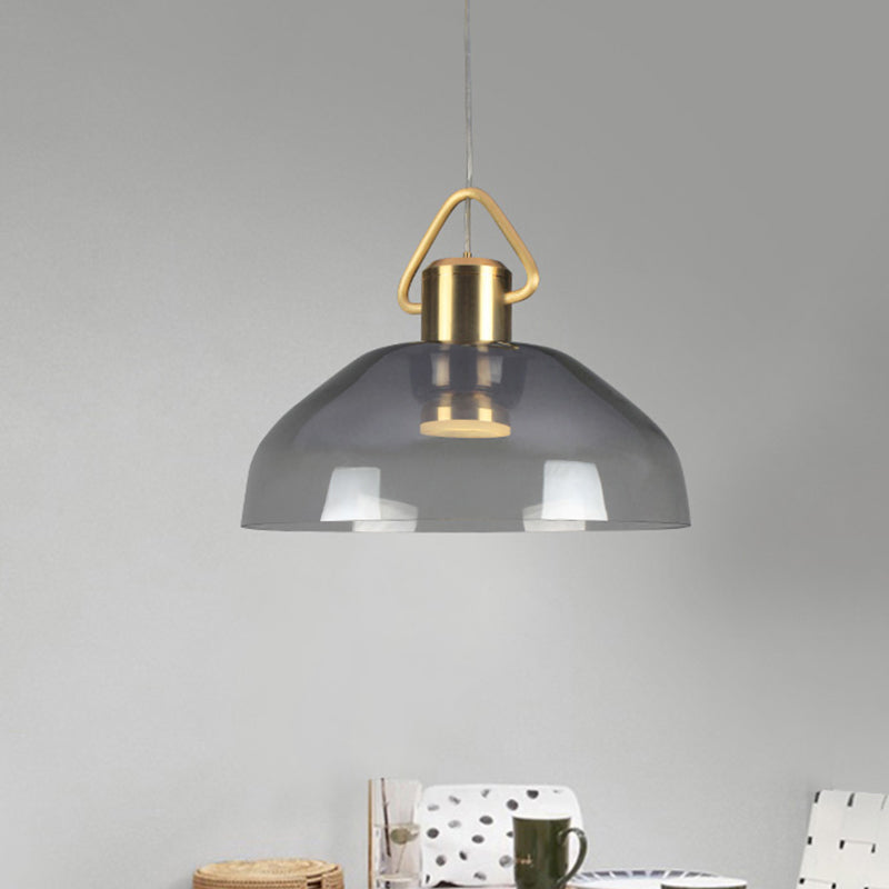 Modern Smoky Glass Dome Pendant Ceiling Light with 1 Bulb in Warm/White Light