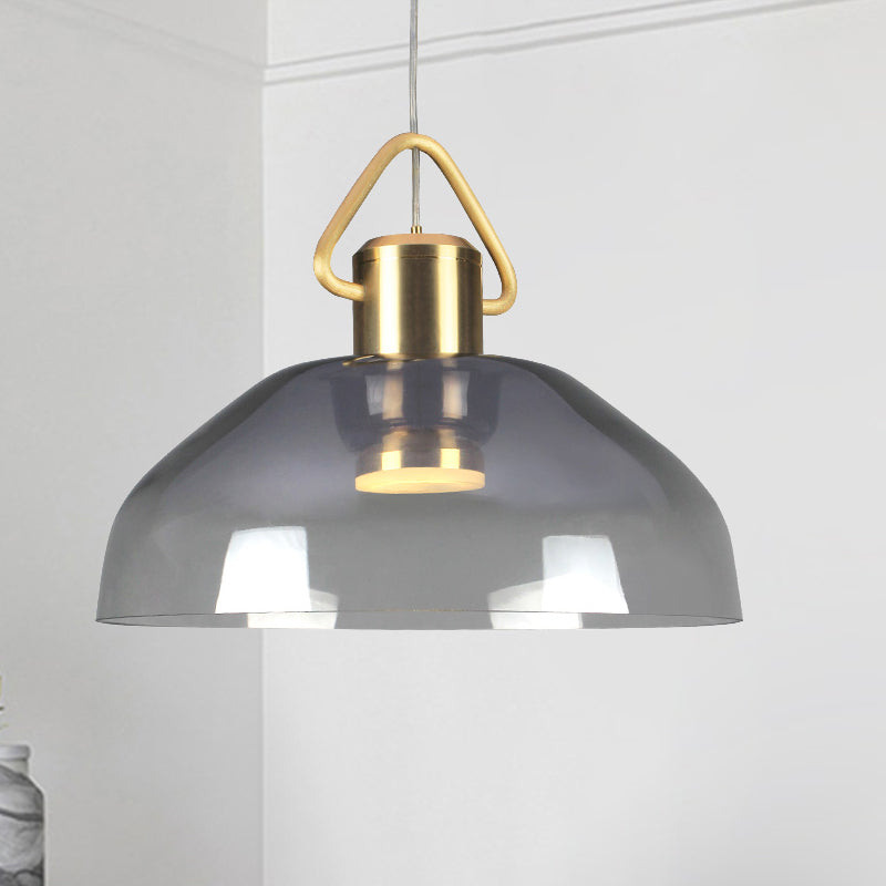 Modern Smoky Glass Dome Pendant Ceiling Light with 1 Bulb in Warm/White Light