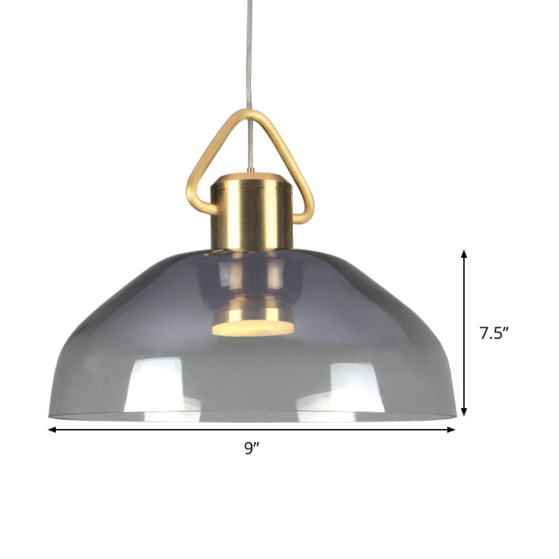 Smoky Glass Dome Pendant Light With Warm/White Bulb For Contemporary Home Décor