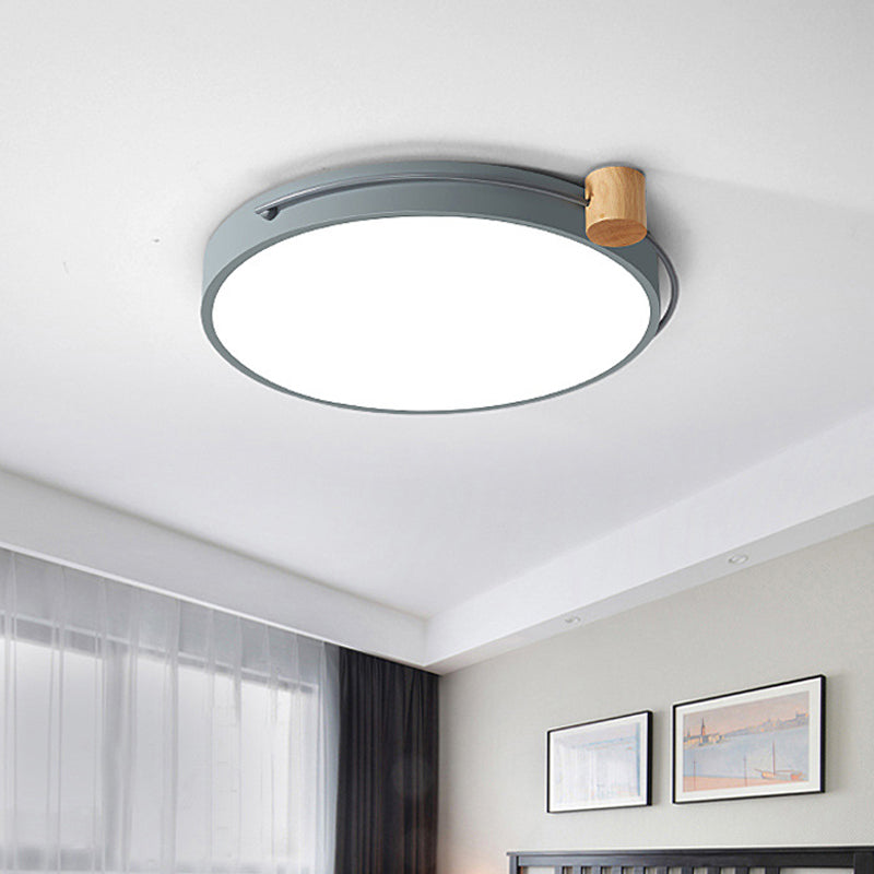 LED Flush Mount Lighting Fixture in Warm/White Light for Living Room Ceiling - Grey/White/Green, Circle Metal Shade - 12"/16"/19.5" W