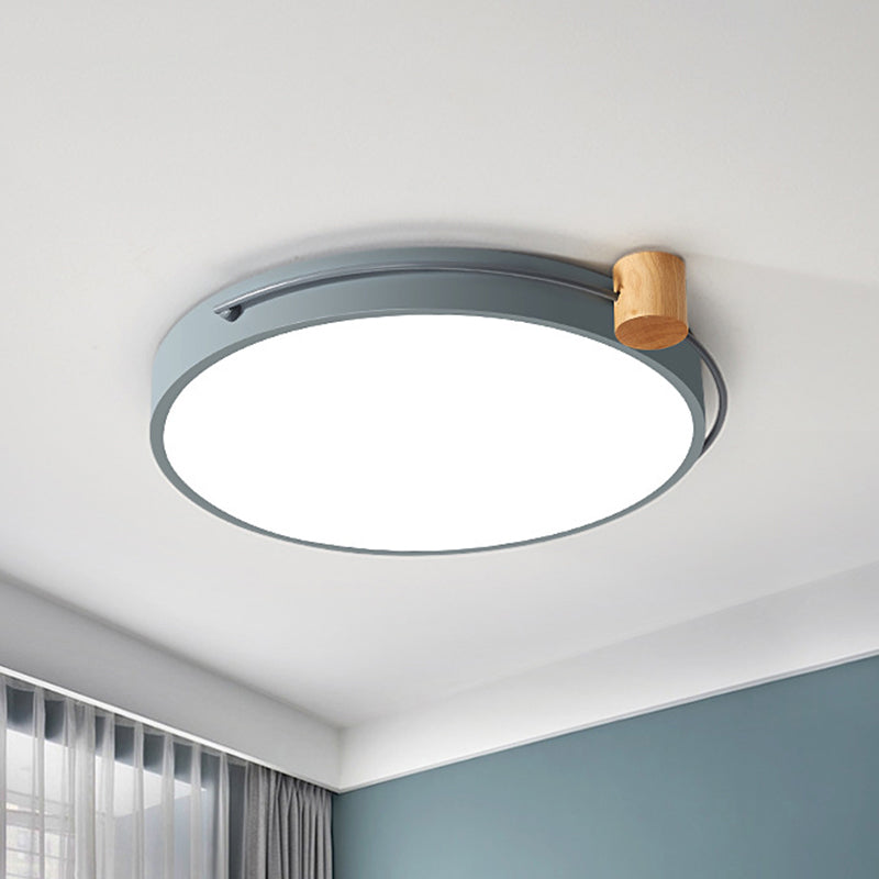 LED Flush Mount Lighting Fixture in Warm/White Light for Living Room Ceiling - Grey/White/Green, Circle Metal Shade - 12"/16"/19.5" W