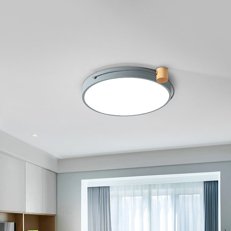 LED Flush Mount Lighting Fixture in Warm/White Light for Living Room Ceiling - Grey/White/Green, Circle Metal Shade - 12"/16"/19.5" W