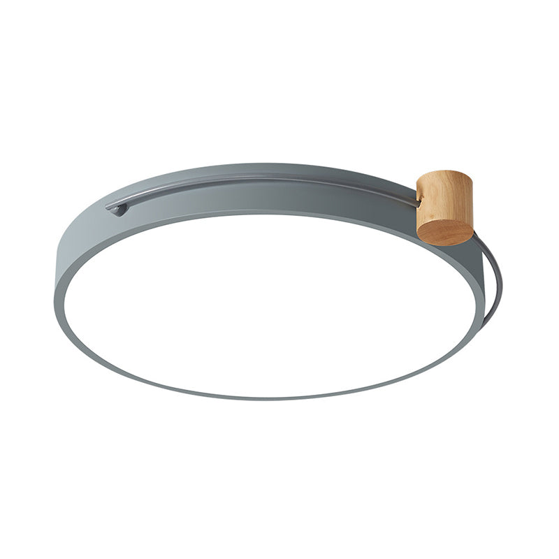 LED Flush Mount Lighting Fixture in Warm/White Light for Living Room Ceiling - Grey/White/Green, Circle Metal Shade - 12"/16"/19.5" W