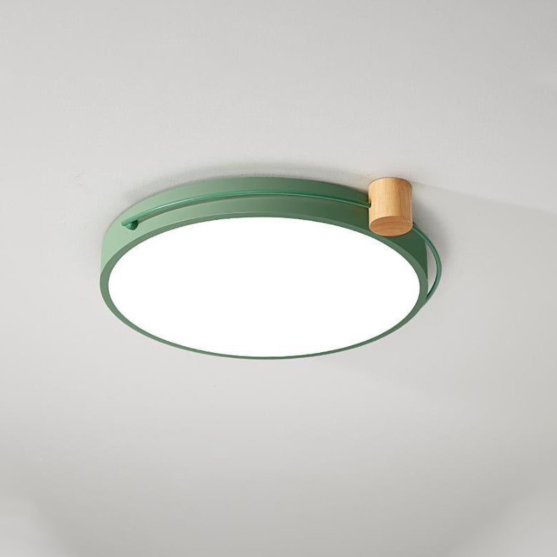 LED Flush Mount Lighting Fixture in Warm/White Light for Living Room Ceiling - Grey/White/Green, Circle Metal Shade - 12"/16"/19.5" W