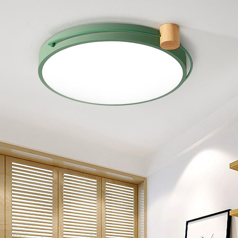LED Flush Mount Lighting Fixture in Warm/White Light for Living Room Ceiling - Grey/White/Green, Circle Metal Shade - 12"/16"/19.5" W
