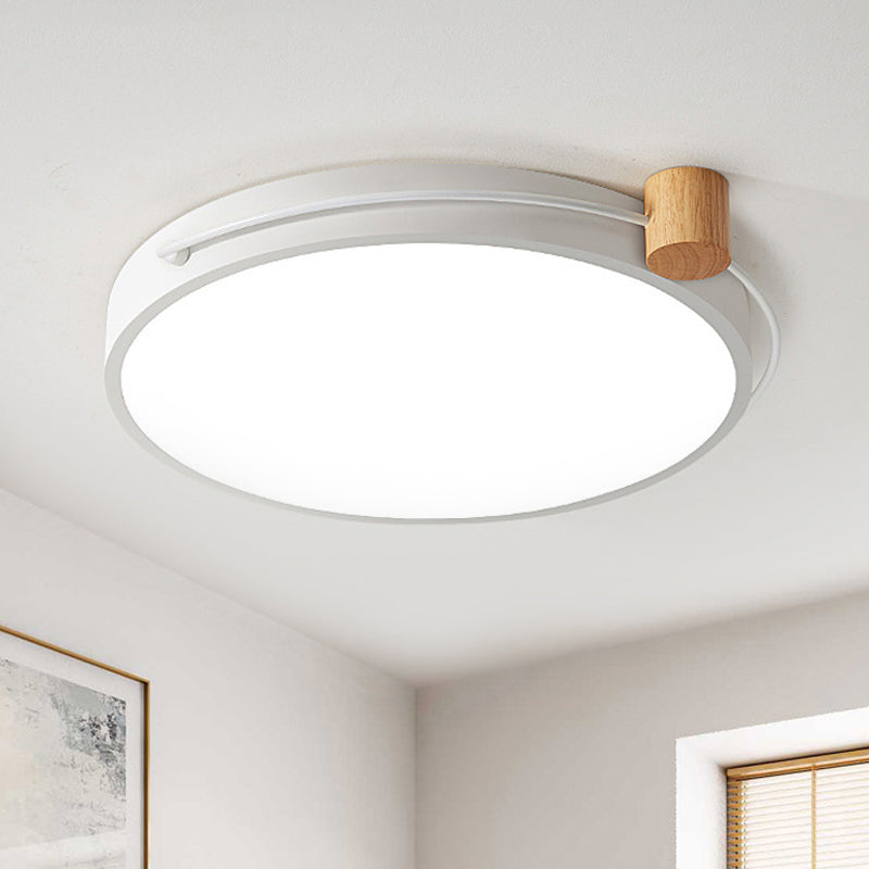 LED Flush Mount Lighting Fixture in Warm/White Light for Living Room Ceiling - Grey/White/Green, Circle Metal Shade - 12"/16"/19.5" W