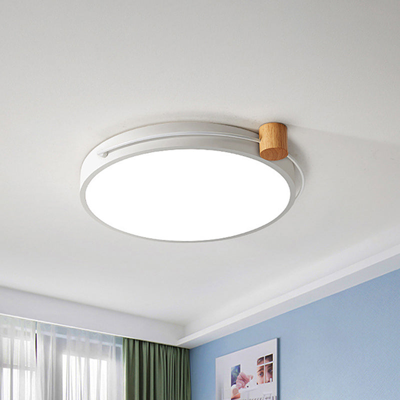 LED Flush Mount Lighting Fixture in Warm/White Light for Living Room Ceiling - Grey/White/Green, Circle Metal Shade - 12"/16"/19.5" W