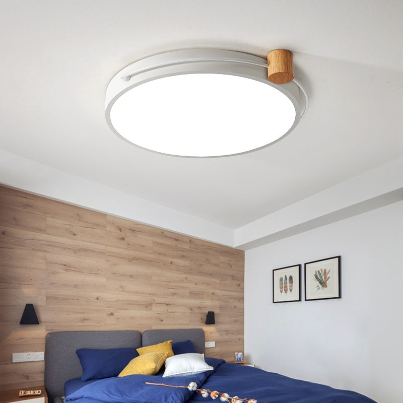 LED Flush Mount Lighting Fixture in Warm/White Light for Living Room Ceiling - Grey/White/Green, Circle Metal Shade - 12"/16"/19.5" W