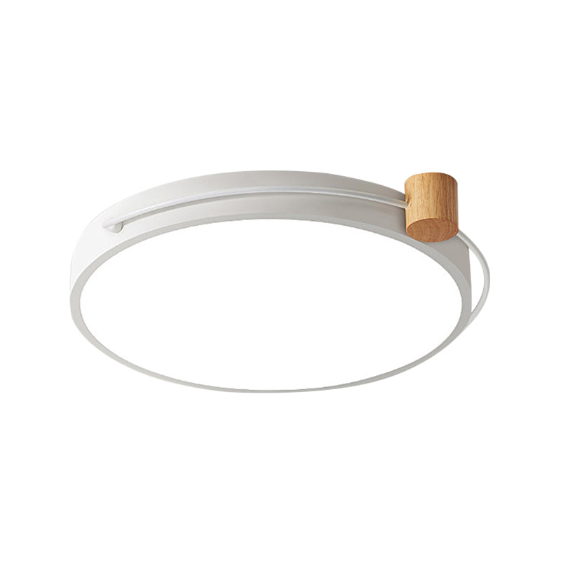 LED Flush Mount Lighting Fixture in Warm/White Light for Living Room Ceiling - Grey/White/Green, Circle Metal Shade - 12"/16"/19.5" W