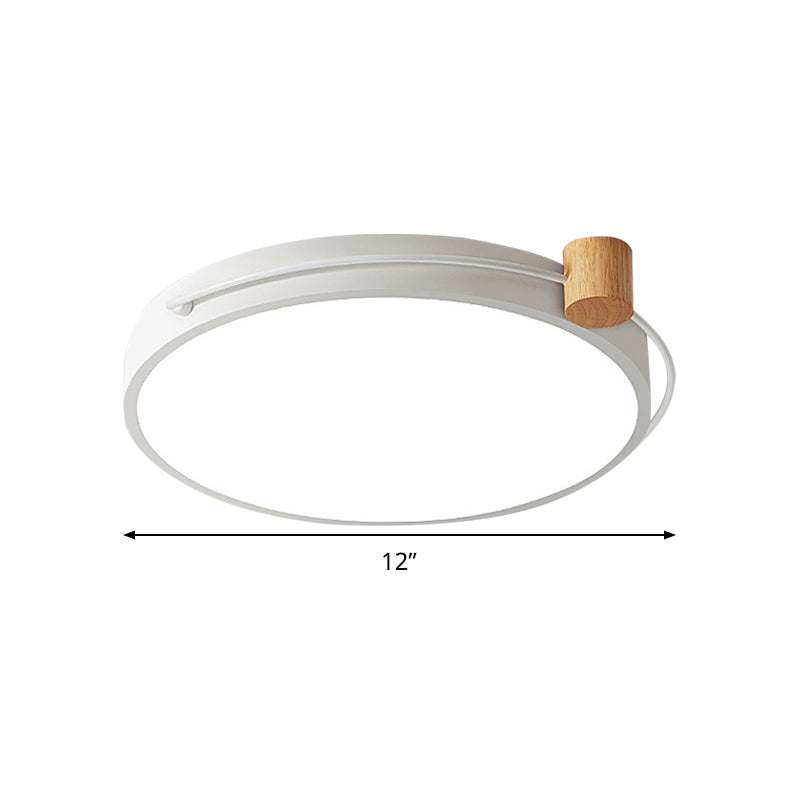 LED Flush Mount Lighting Fixture in Warm/White Light for Living Room Ceiling - Grey/White/Green, Circle Metal Shade - 12"/16"/19.5" W