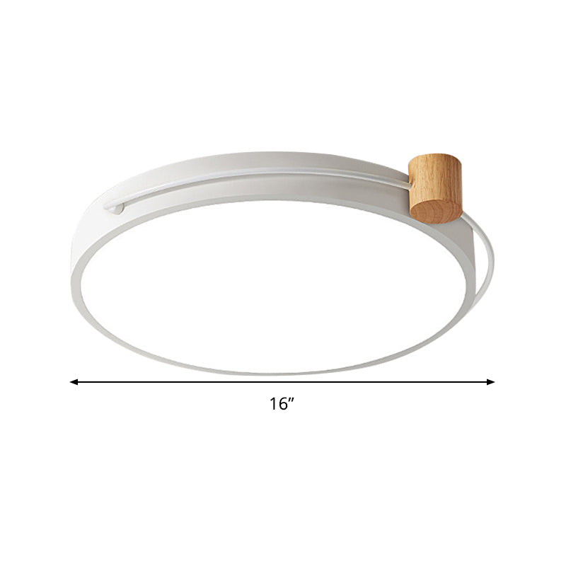 LED Flush Mount Lighting Fixture in Warm/White Light for Living Room Ceiling - Grey/White/Green, Circle Metal Shade - 12"/16"/19.5" W