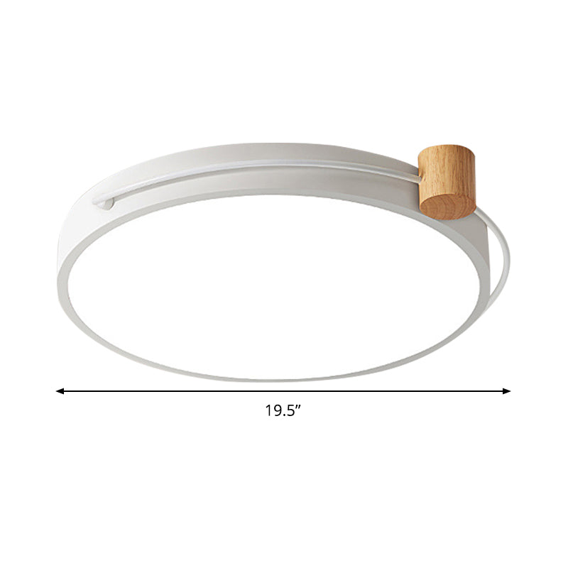 LED Flush Mount Lighting Fixture in Warm/White Light for Living Room Ceiling - Grey/White/Green, Circle Metal Shade - 12"/16"/19.5" W