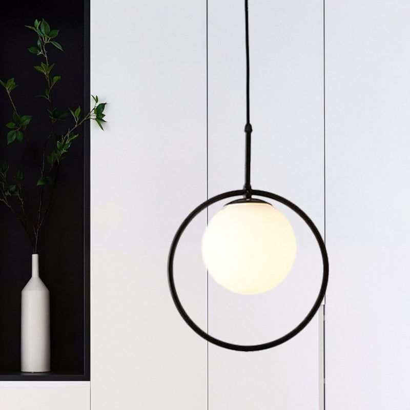 Suspension sphérique moderne en verre blanc - Parfait pour le plafond de la chambre