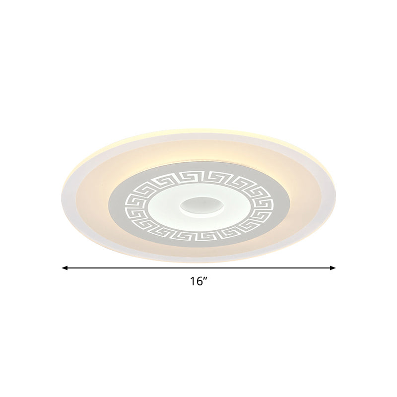 Chinese Style Ultrathin White Disc LED Flush Lamp - 16"/19.5"/23.5" W, Acrylic Ceiling Flush Mount, Warm/White Light