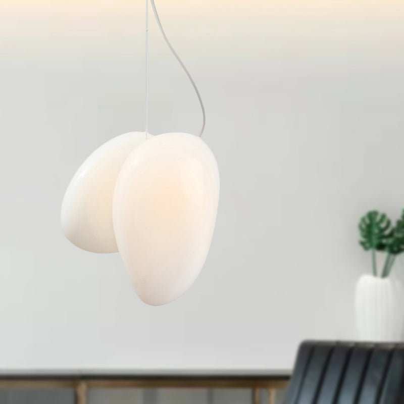 Contemporary White Glass Pendant Light for Dining Room Ceiling