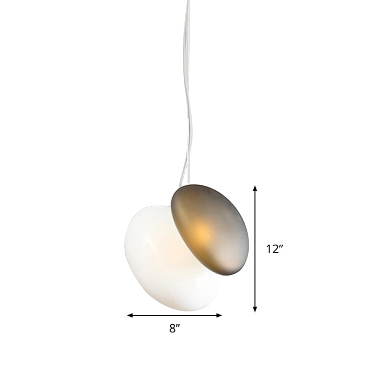 Contemporary White Glass Pendant Lamp - Hanging Ceiling Light For Dining Room