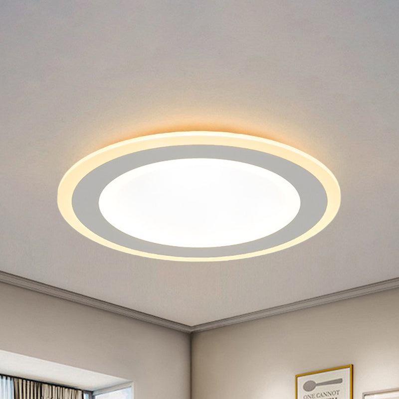 Minimalist Round Flush Mount LED Ceiling Light - Super Thin White Acrylic - Warm/White Light - 16"/20.5" Diameter
