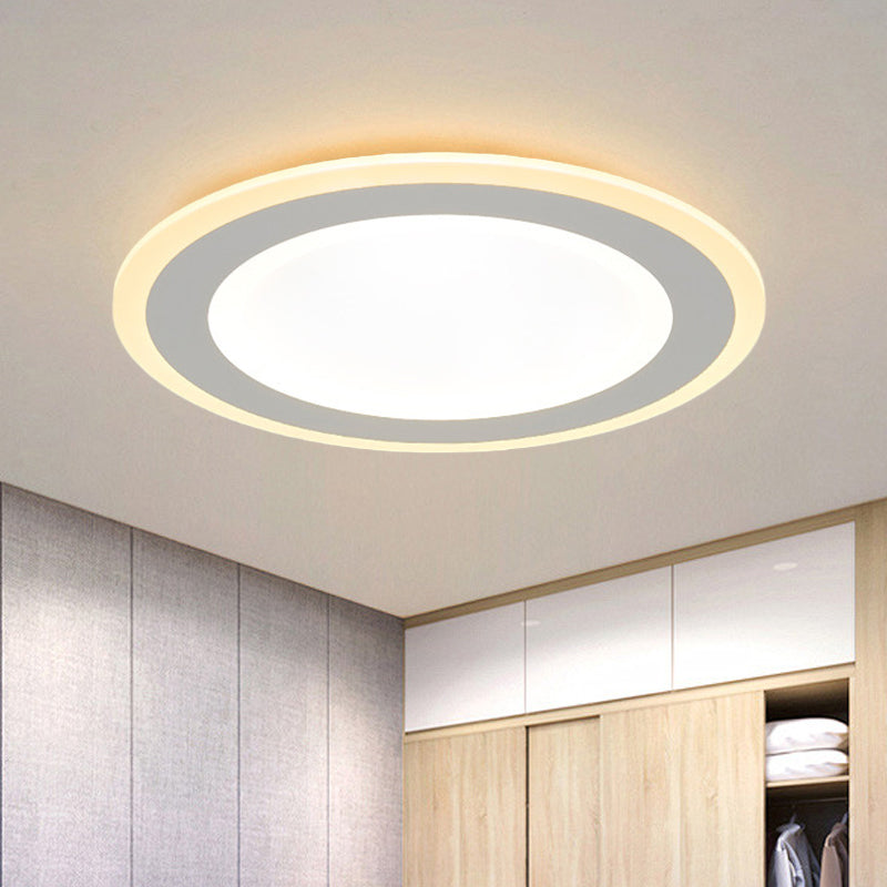Minimalist Round Flush Mount LED Ceiling Light - Super Thin White Acrylic - Warm/White Light - 16"/20.5" Diameter