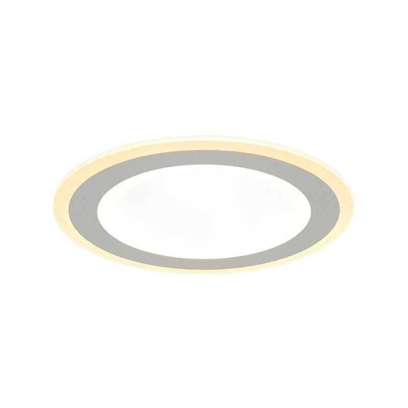 Minimalist Round Flush Mount LED Ceiling Light - Super Thin White Acrylic - Warm/White Light - 16"/20.5" Diameter