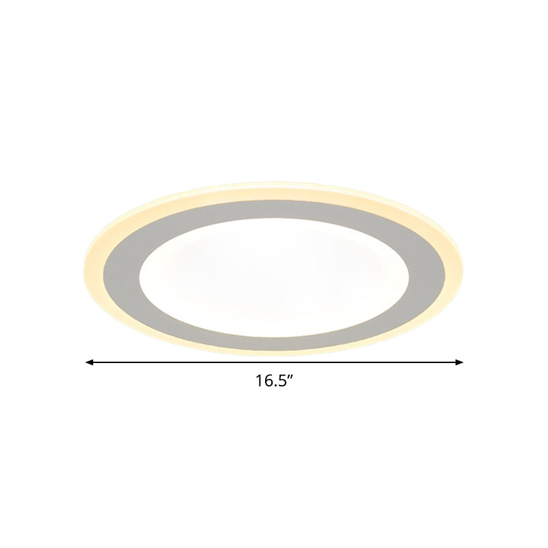 Minimalist Round Flush Mount LED Ceiling Light - Super Thin White Acrylic - Warm/White Light - 16"/20.5" Diameter