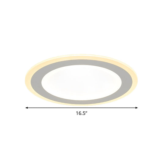 Minimalist Round Flush Mount Led Ceiling Light - Super Thin White Acrylic Warm/White 16/20.5