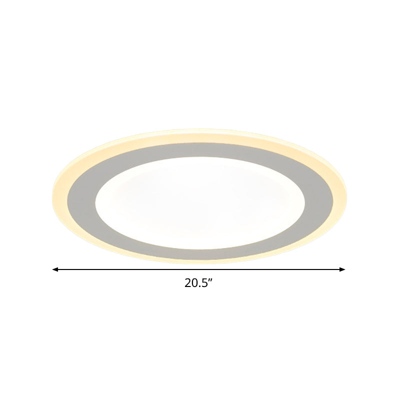 Minimalist Round Flush Mount LED Ceiling Light - Super Thin White Acrylic - Warm/White Light - 16"/20.5" Diameter