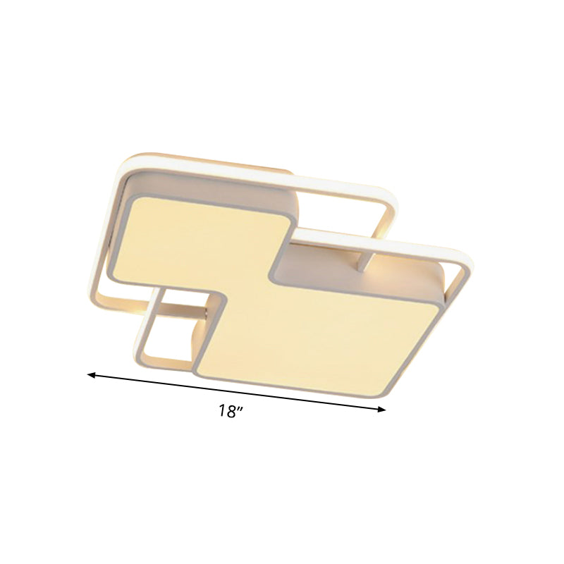 Modern Geometric LED Flush Mount Lamp in Black/White - 18"/21.5" W - Silica Gel Close to Ceiling Light - White/3 Color Light