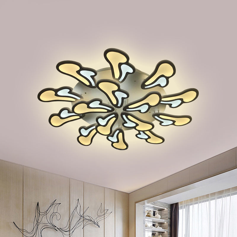 Plafonnier moderne à fleurs blanches avec montage semi-encastré en acrylique à LED dans une lumière chaude/blanche/naturelle