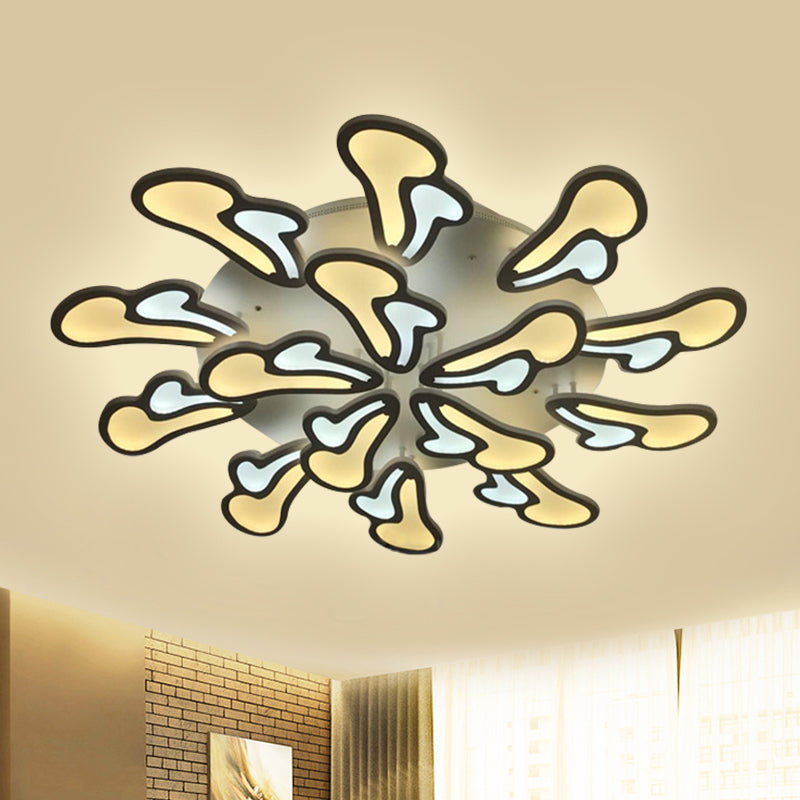 Plafonnier moderne à fleurs blanches avec montage semi-encastré en acrylique à LED dans une lumière chaude/blanche/naturelle