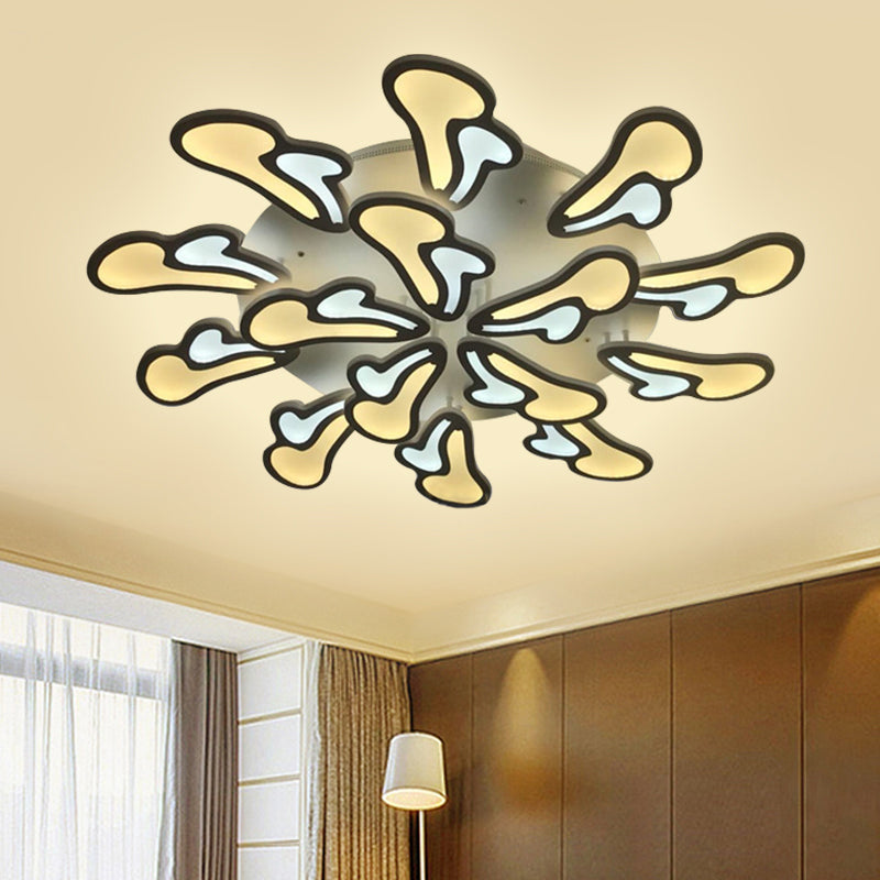 Plafonnier moderne à fleurs blanches avec montage semi-encastré en acrylique à LED dans une lumière chaude/blanche/naturelle