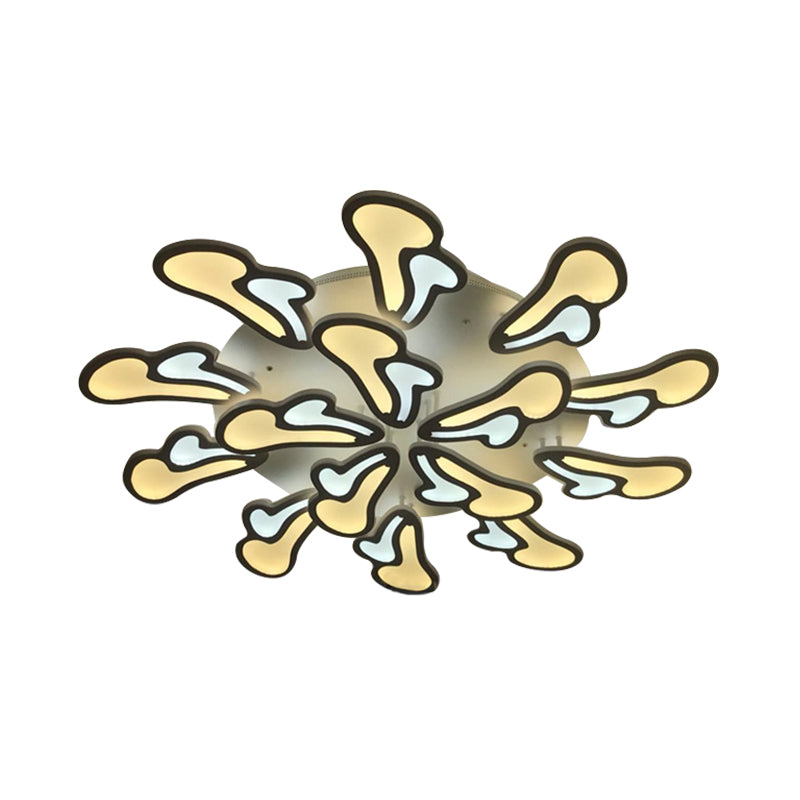 Plafonnier moderne à fleurs blanches avec montage semi-encastré en acrylique à LED dans une lumière chaude/blanche/naturelle