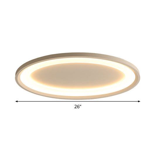 22/26 Nordic Slim Flush Mount Ceiling Lamp - Matte White Oval Warm/White Light Stepless Dimming