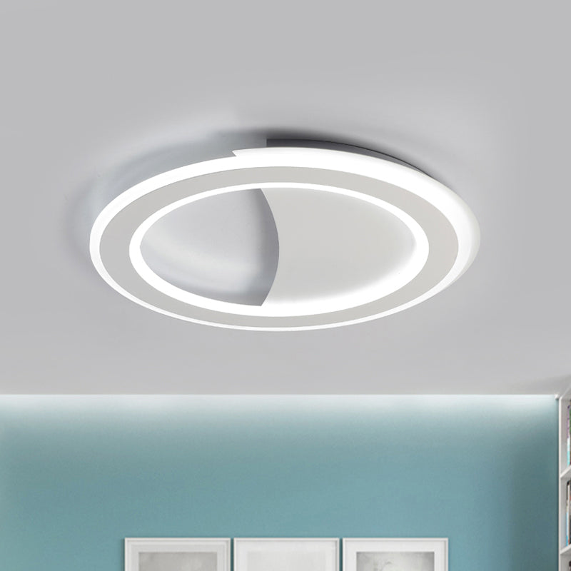 Contemporary Metal LED Flush Light with Halo Ring in Black/White - Warm/White Light - Ceiling Mount Lamp