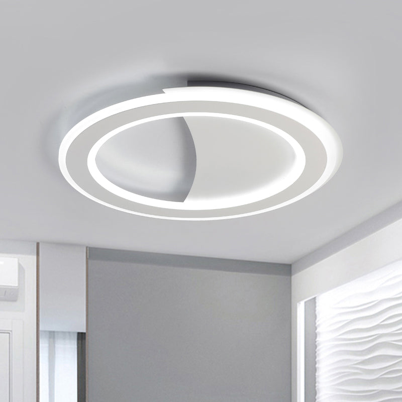 Contemporary Metal LED Flush Light with Halo Ring in Black/White - Warm/White Light - Ceiling Mount Lamp