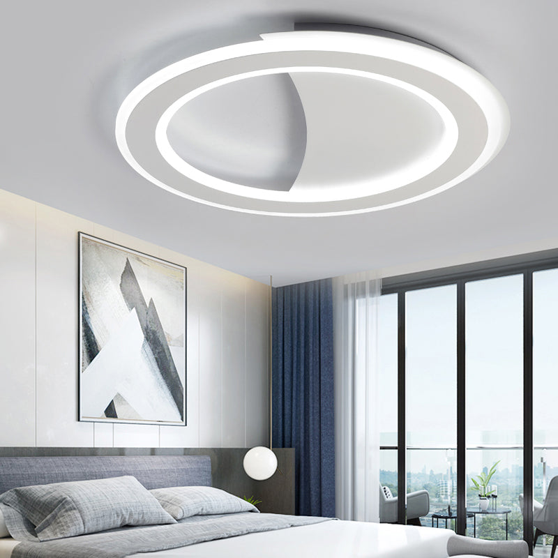 Contemporary Metal LED Flush Light with Halo Ring in Black/White - Warm/White Light - Ceiling Mount Lamp