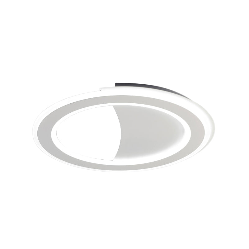 Contemporary Metal LED Flush Light with Halo Ring in Black/White - Warm/White Light - Ceiling Mount Lamp