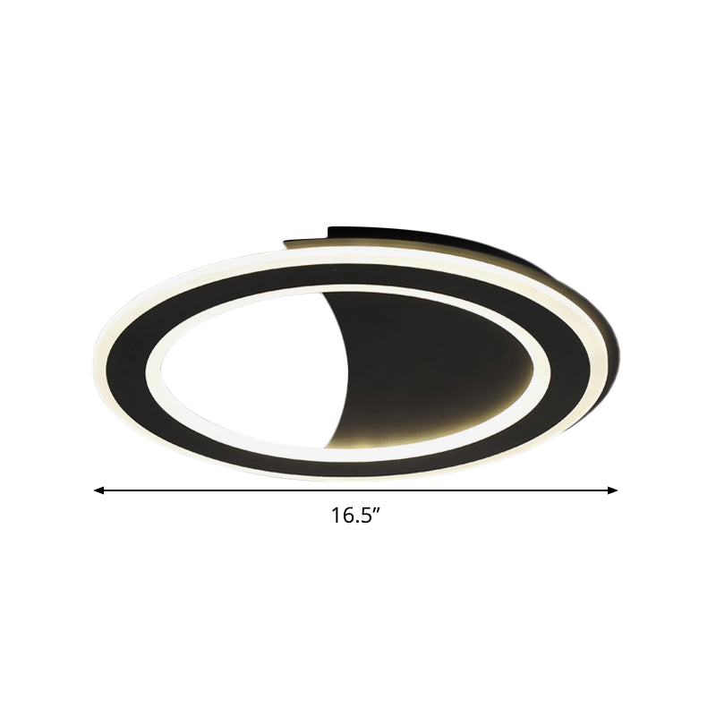 Contemporary Metal LED Flush Light with Halo Ring in Black/White - Warm/White Light - Ceiling Mount Lamp