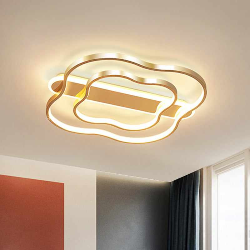 Nordic LED Gold Floral Ceiling Light- Elegant Flush Mount Lamp (21"/25.5") - Warm/White Light Options