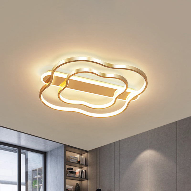 Nordic LED Gold Floral Ceiling Light- Elegant Flush Mount Lamp (21"/25.5") - Warm/White Light Options