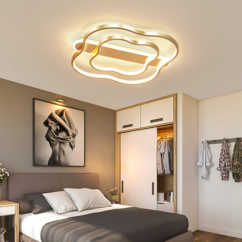 Nordic LED Gold Floral Ceiling Light- Elegant Flush Mount Lamp (21"/25.5") - Warm/White Light Options