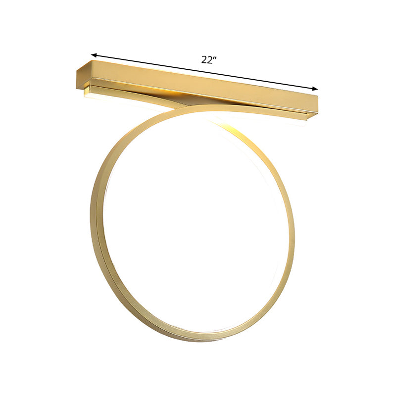 Modern Gold LED Ceiling Light Fixture for Bedroom - Minimalist Flushmount Lighting in Warm/White Light