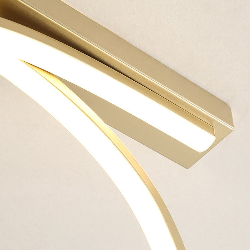Modern Gold LED Ceiling Light Fixture for Bedroom - Minimalist Flushmount Lighting in Warm/White Light