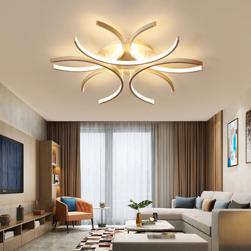 Lampe semi-encastrée à DEL incurvée de 23,5"/31,5" de largeur – Éclairage acrylique moderne pour plafond proche – Options de lumière chaude/blanche