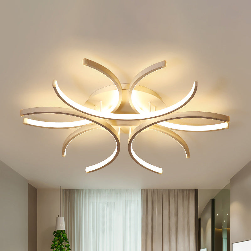 Lampe semi-encastrée à DEL incurvée de 23,5"/31,5" de largeur – Éclairage acrylique moderne pour plafond proche – Options de lumière chaude/blanche