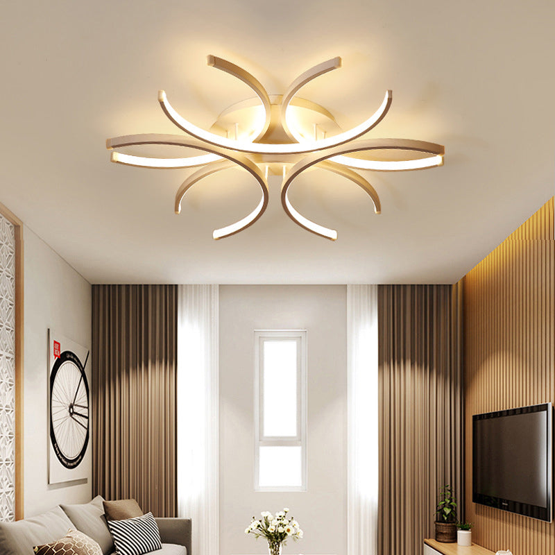 Lampe semi-encastrée à DEL incurvée de 23,5"/31,5" de largeur – Éclairage acrylique moderne pour plafond proche – Options de lumière chaude/blanche