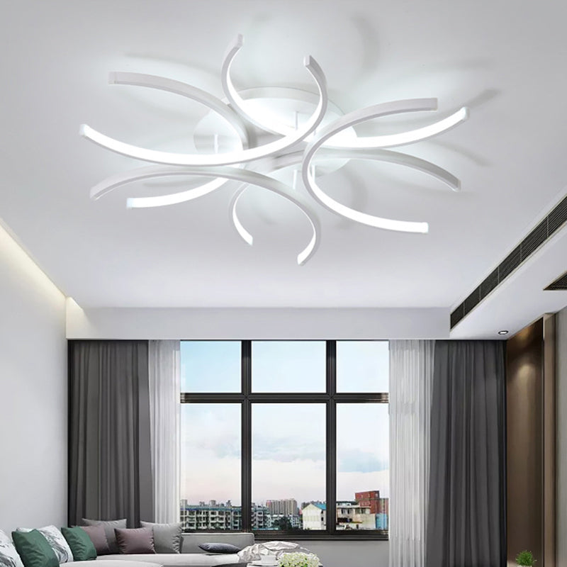 Lampe semi-encastrée à DEL incurvée de 23,5"/31,5" de largeur – Éclairage acrylique moderne pour plafond proche – Options de lumière chaude/blanche